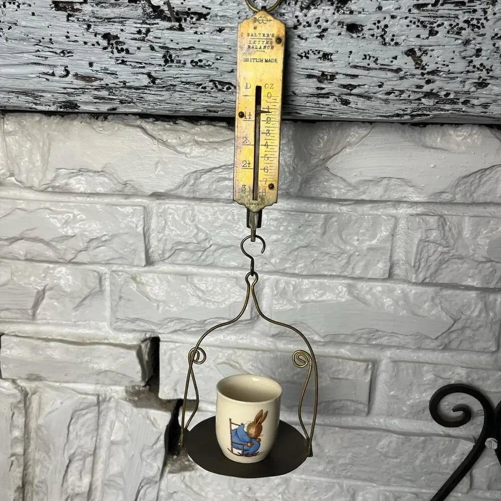 Antique Salters Brass Letter Balance Scale British Made Hanging Postal Weight